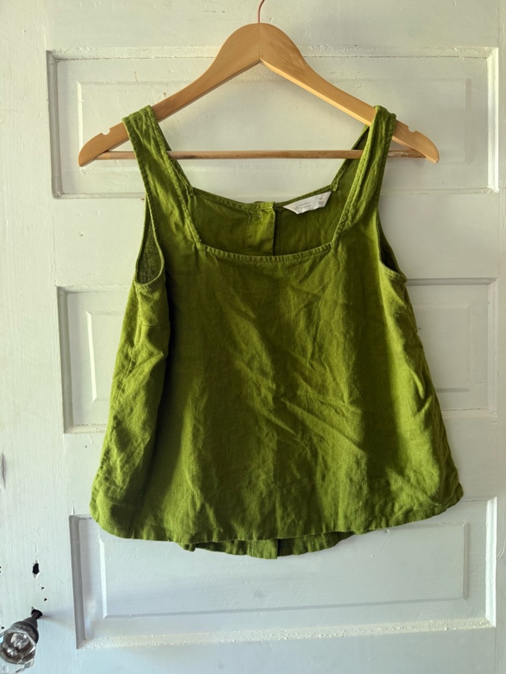 LC Lauren Conrad Olive Green Linen Blend Square Neck Tank